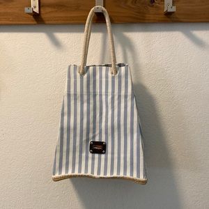 Saldarini Canvas Tote Bag 1882 Como Italy Blue and White striped